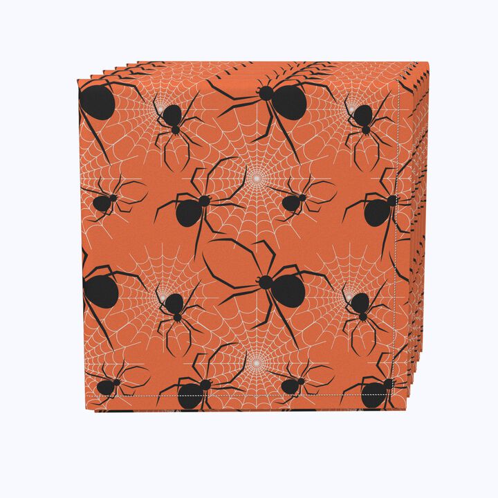 Fabric Textile Products, Inc. Napkin Set, 100% Polyester, Set of 4, Halloween Spiders Web