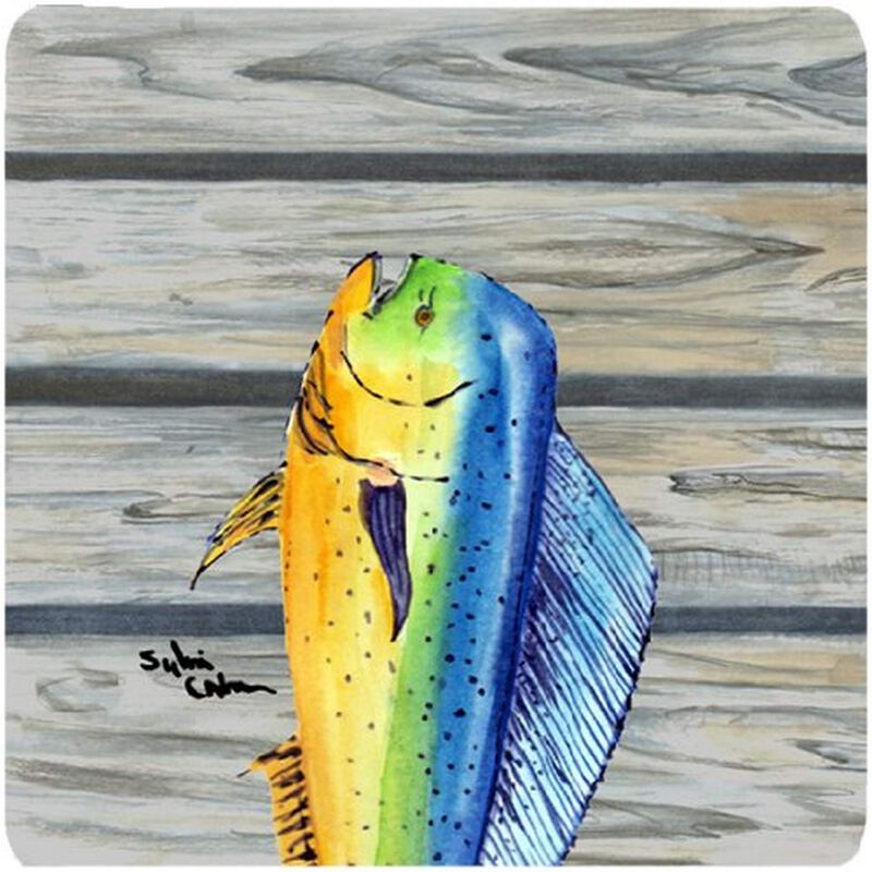 Caroline's Treasures 8470FC Dolphin Mahi Mahi Foam Coasters (Set of 4), 3.5 H x 3.5 W, Multicolor