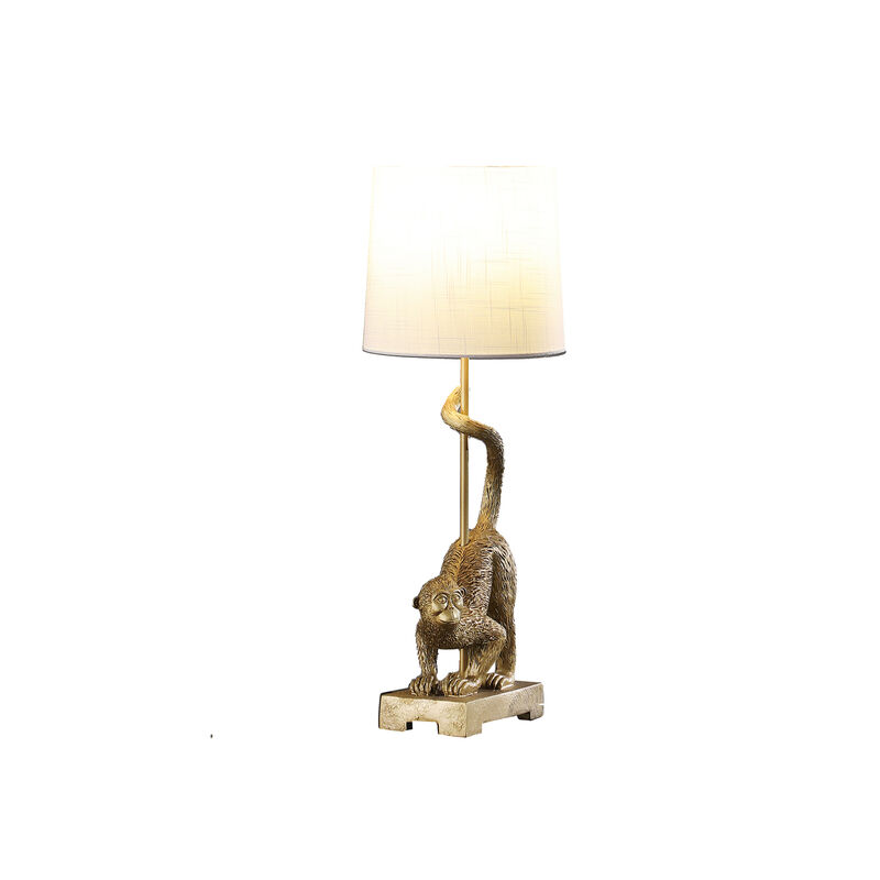 ELEMENT ACE 24 Inch Decorative Polyresin Table Lamp with Cotton Linen Semi Drum Shade for Living Room Bedroom Office Accent Lighting Home Decor image number 2
