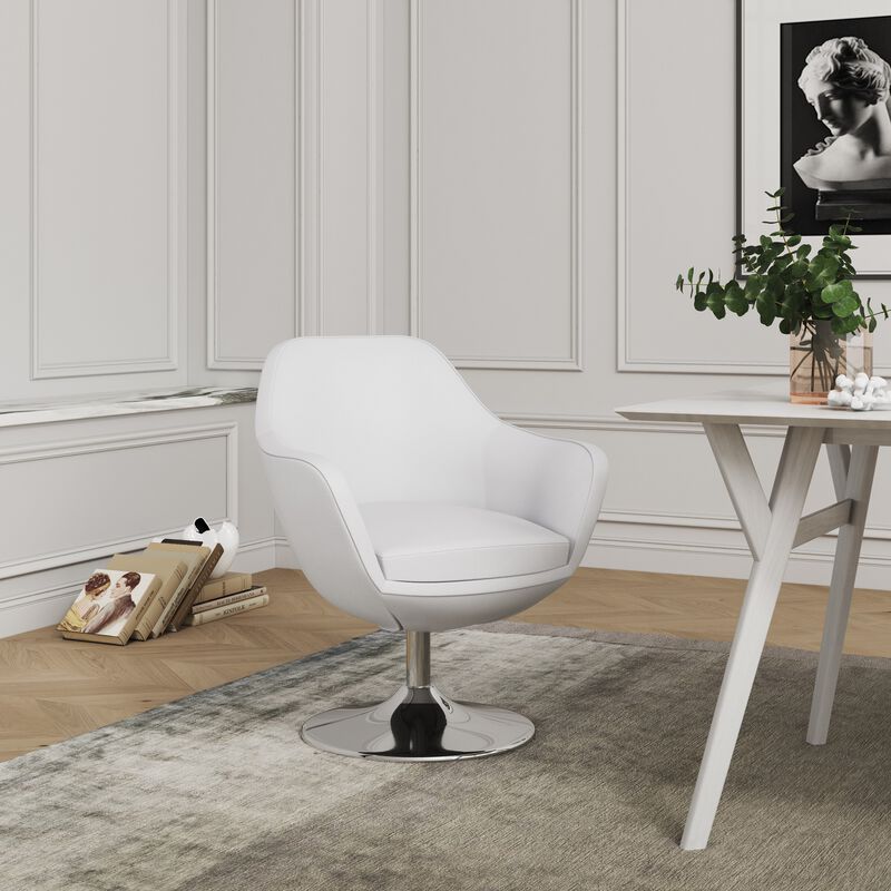 Caisson White Swivel Accent Chairs (Set of 2)