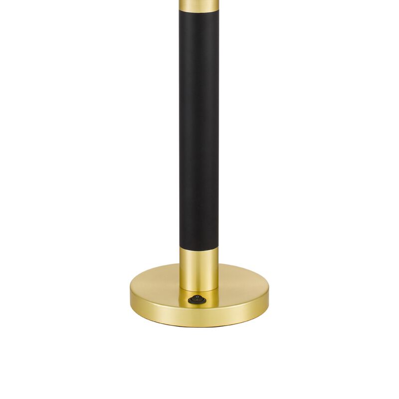 Table Lamp, Off White Drum Shade, 28 Inch Black Body with Brass Accent image number 6