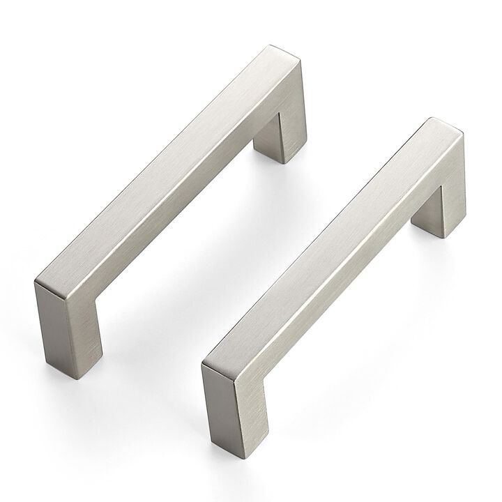 JOY DECOR 5 Pack Cabinet Handles,3-3/4 Inch Brushed Nickel Cabinet Pulls,Kitchen Cabinet Handles Square Drawer Pulls Stainless S