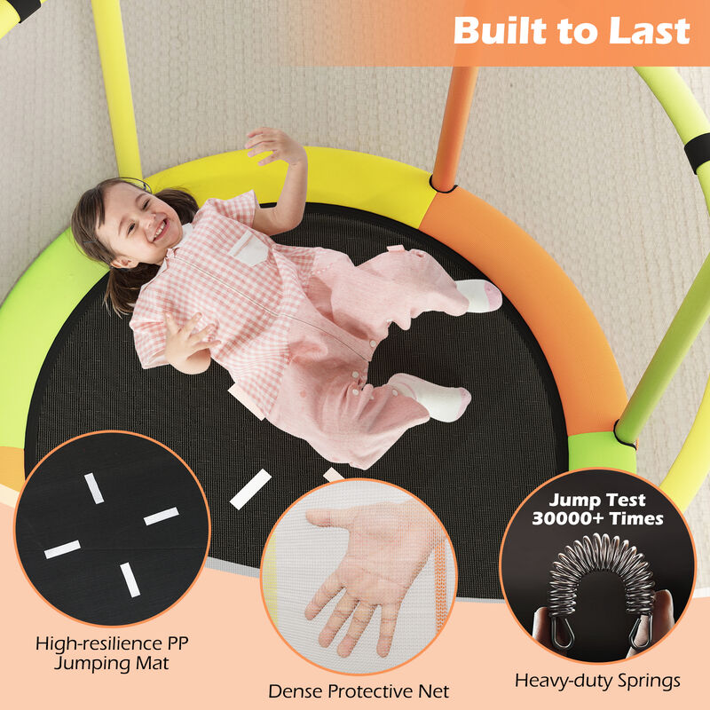 55 Inch Kids Trampoline for Ages 3-6 Year, Toddler Jumper Gift for Boys Girls-Green image number 6