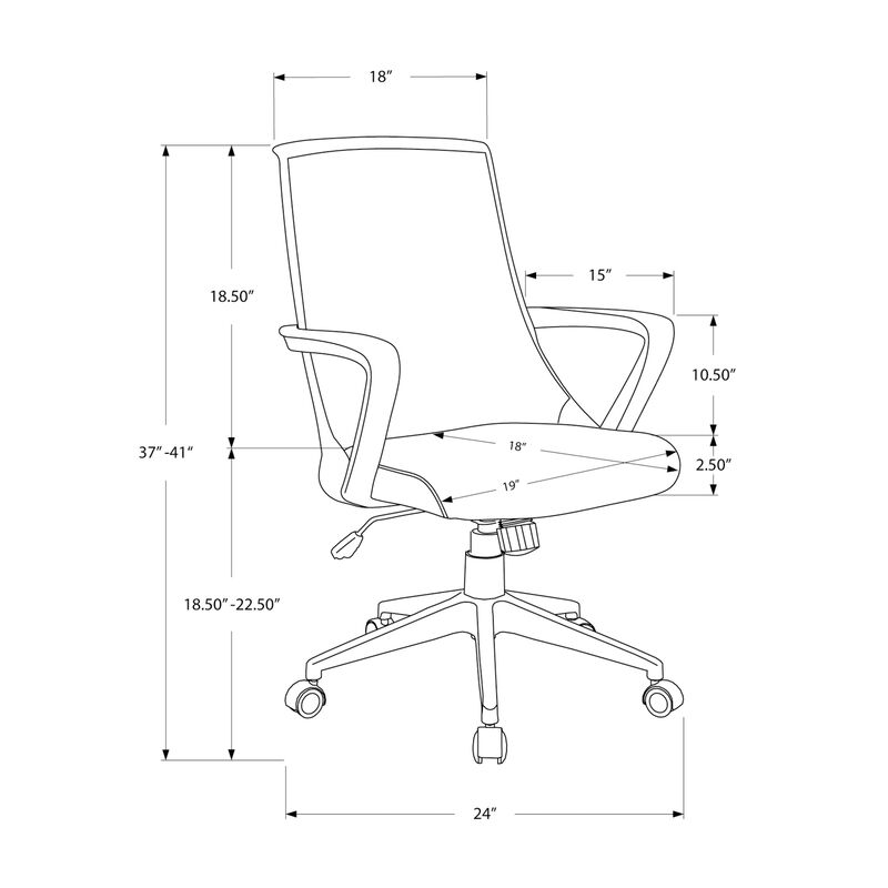Monarch Specialties I 7297 Office Chair, Adjustable Height, Swivel, Ergonomic, Armrests, Computer Desk, Work, Metal, Mesh, Black, Grey, Contemporary, Modern
