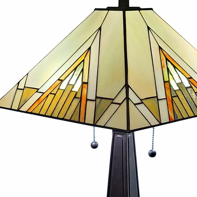 Hivvago 22" Dark Brown Metal Two Light Candlestick Table Lamp With Beige Shade