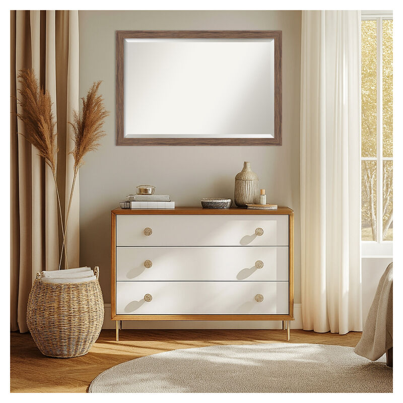 Pia Medium Brown Narrow Beveled Framed Wall Mirror image number 6