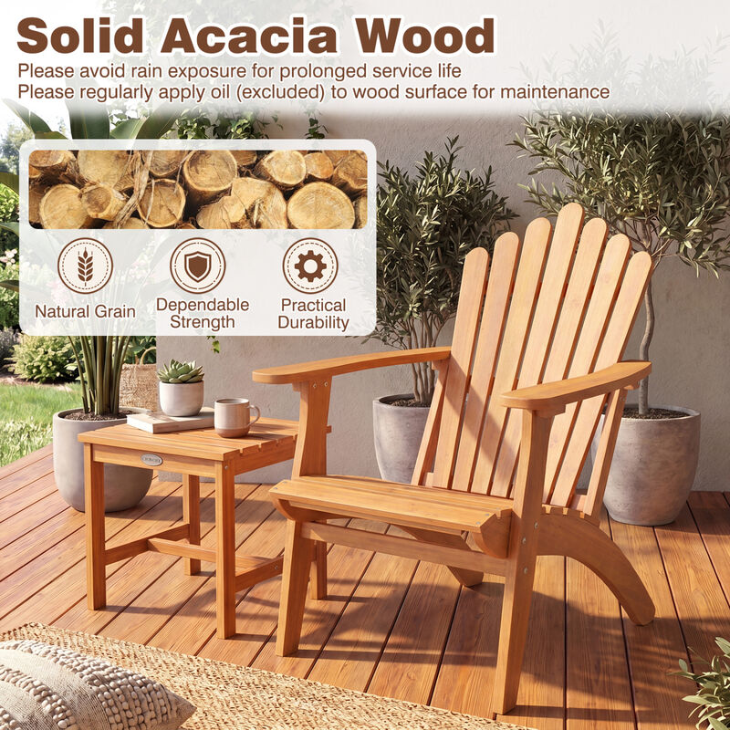 Heavy Duty Acacia Wood Patio Chair Outdoor Seating 400 lbs Weight Capacity image number 5