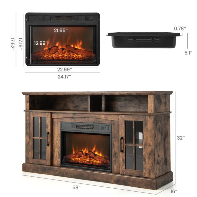 Hivvago Fireplace TV Stand for TVs Up to 65 Inch with Side Cabinets and Remote Control