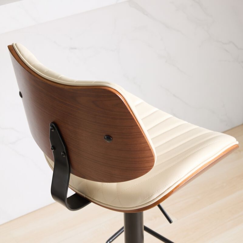 Streamdale Walnut Bentwood Bar Stool with Faux Leather Seat and Ergonomic Back image number 8