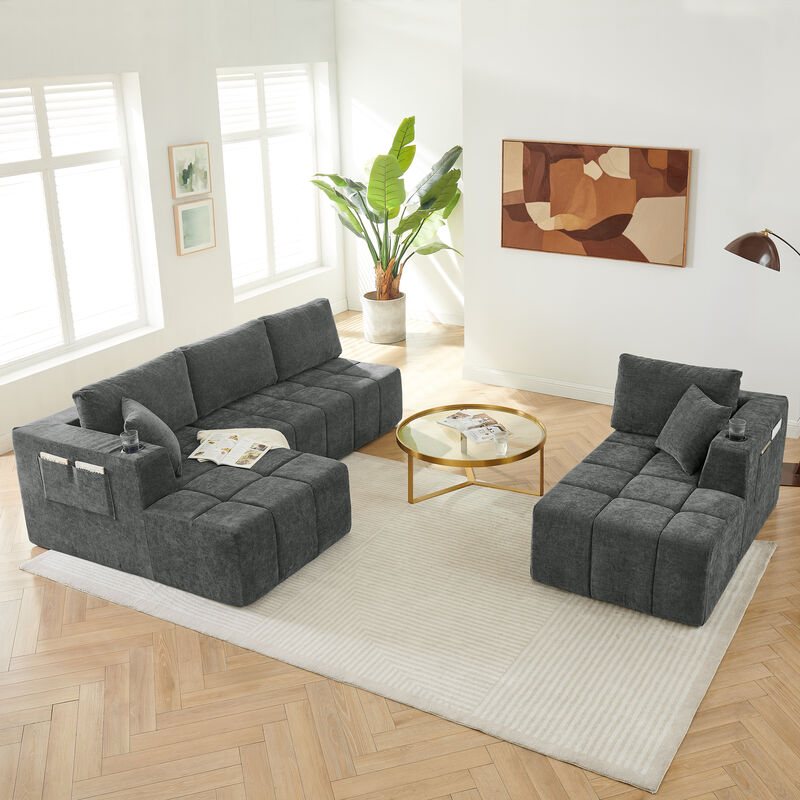 Feslud U-Shaped Chenille Sectional Sofa image number 5