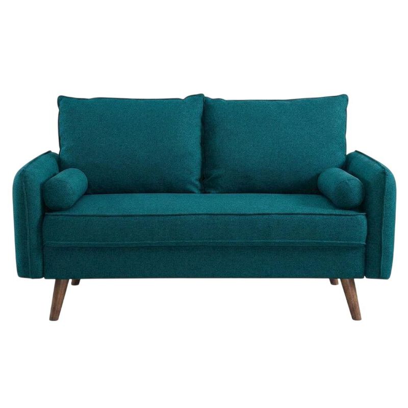 Fabric-Upholstered Small Loveseat Sofa for Bedroom and Living Room, Teal image number 0