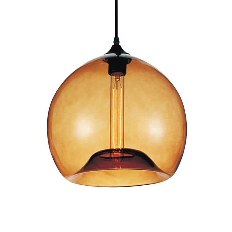 Glass 1 Light Down Mini Pendant With Amber Finish