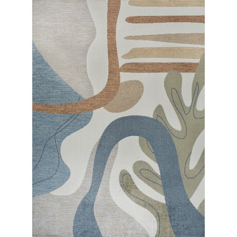 Algae Abstract Glam Botanical Machine-Washable Area Rug