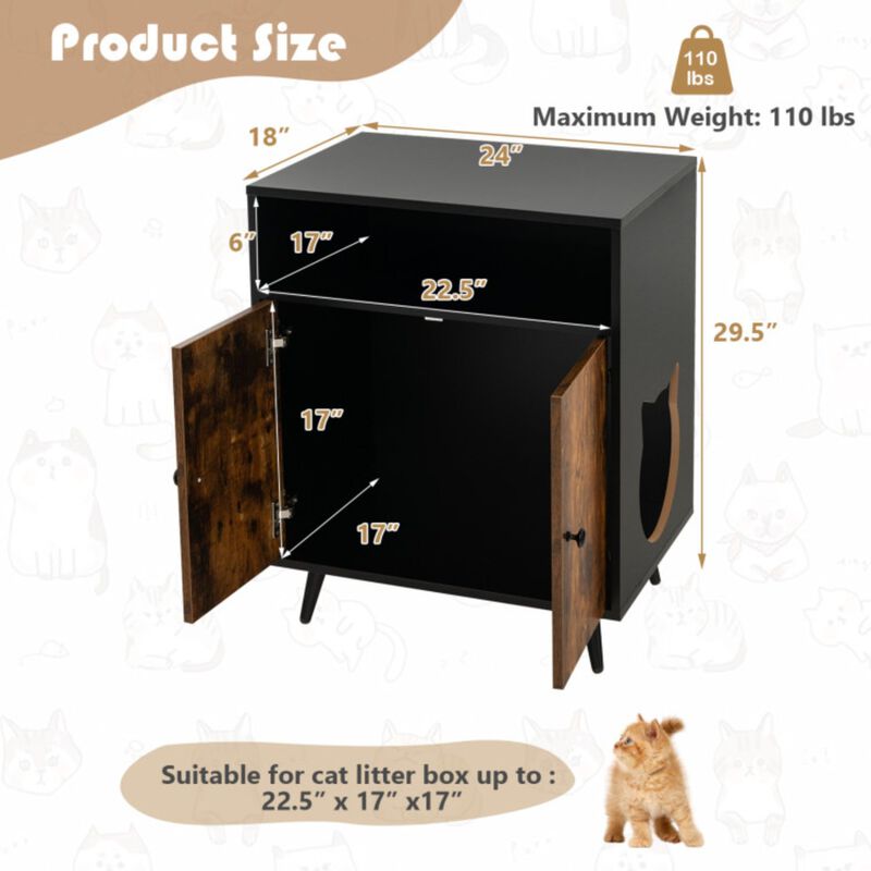Industrial Cat Litter Box Enclosure with Entry and Open Compartment