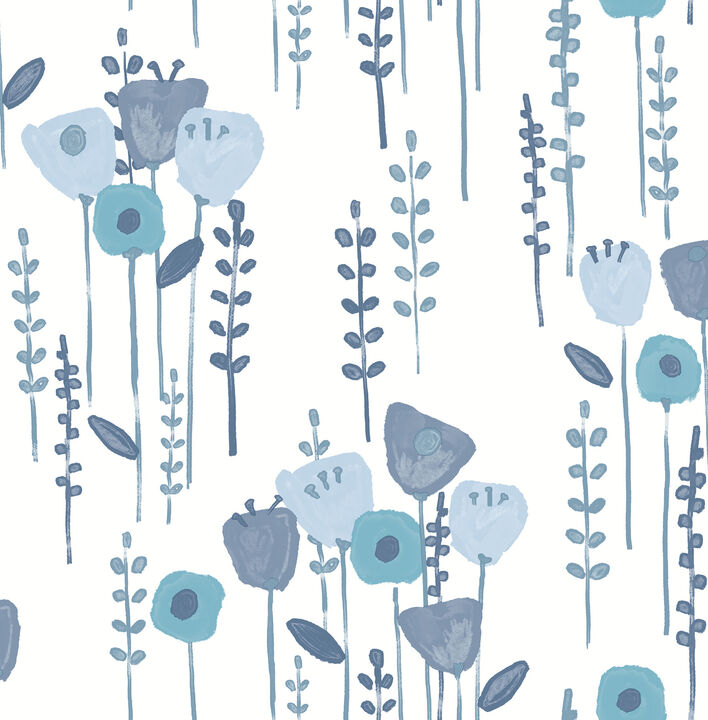 Mabel Blue Floral Field Wallpaper (Set of 2)