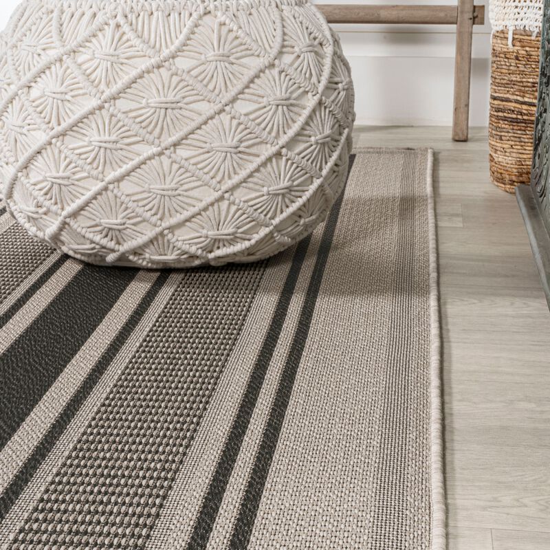 Haynes Modern Double Stripe Indoor/Outdoor Area Rug
