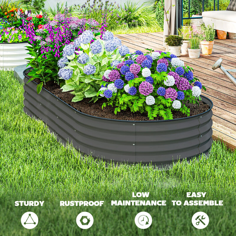 Hivvago 2-Piece Raised Garden Bed Set with Metal Stakes image number 7