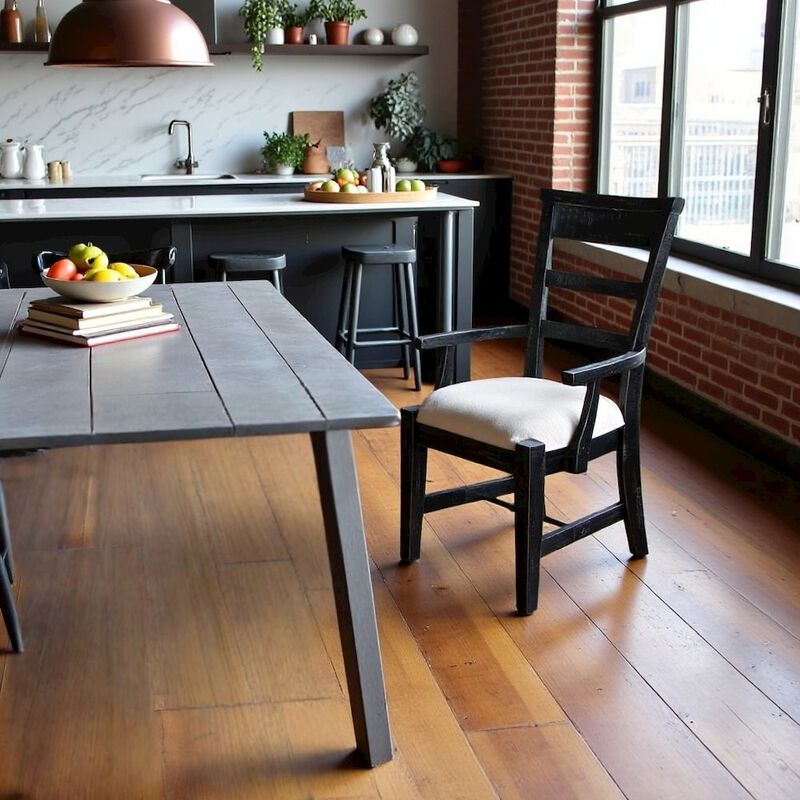 Starlight Canyon Home Black Solid Wood Dining Chair with Arms, Wooden Chair for Dining Room image number 3