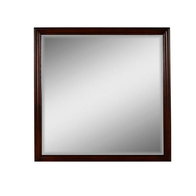 Umi 39 x 39 Dresser Mirror, Molded Design Solid Wood Cherry Square Frame image number 2
