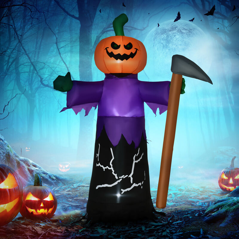 5' Inflatable Halloween Pumpkin Jack O Lantern Grim Reaper Blow-Up Decoration
