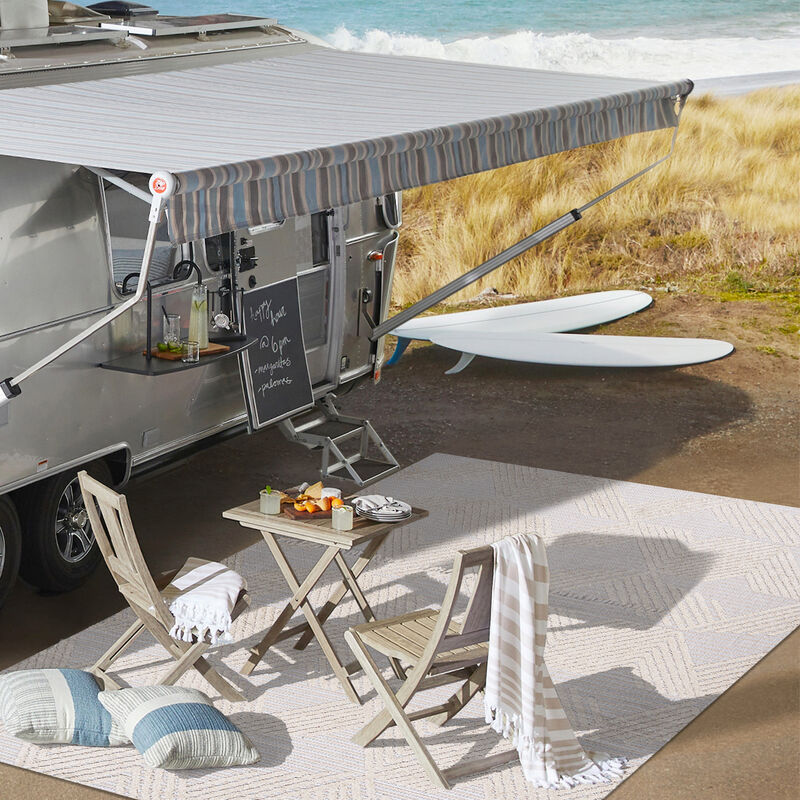 Jazz High-Low Pile Art Deco Geometric Indoor/Outdoor Area Rug