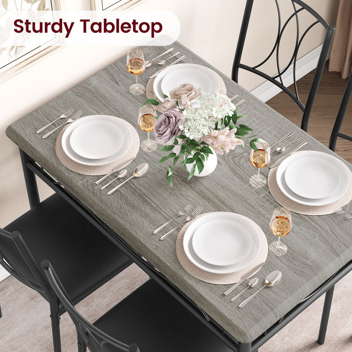 Space-Saving 5-Piece Dining Set for 4 &ndash; Rectangular MDF Table & Upholstered Chairs &ndash; Metal Frame &ndash; Ideal for Small Apartments