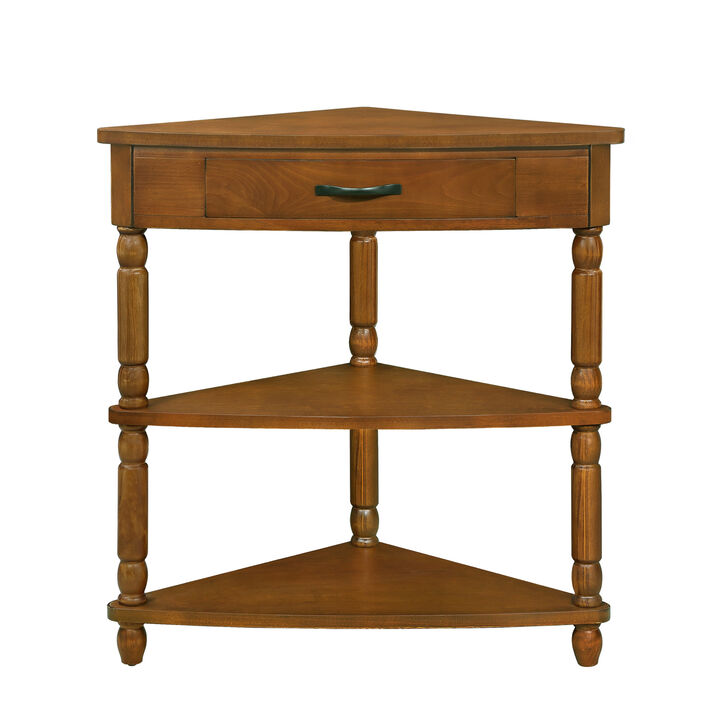GOODSILO Small Triangle Corner Table for Compact Spaces with Three Tier Storage Design