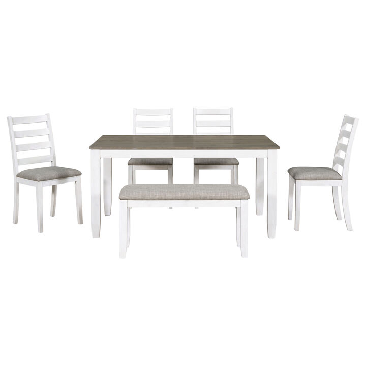 Merax Rustic Style 6-Piece Dining Room Table Set