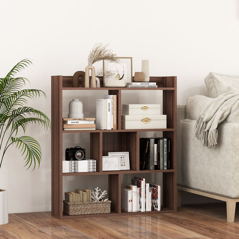 7-Cube Storage Bookshelf with Open Back Design and Anti-Tip Hardware