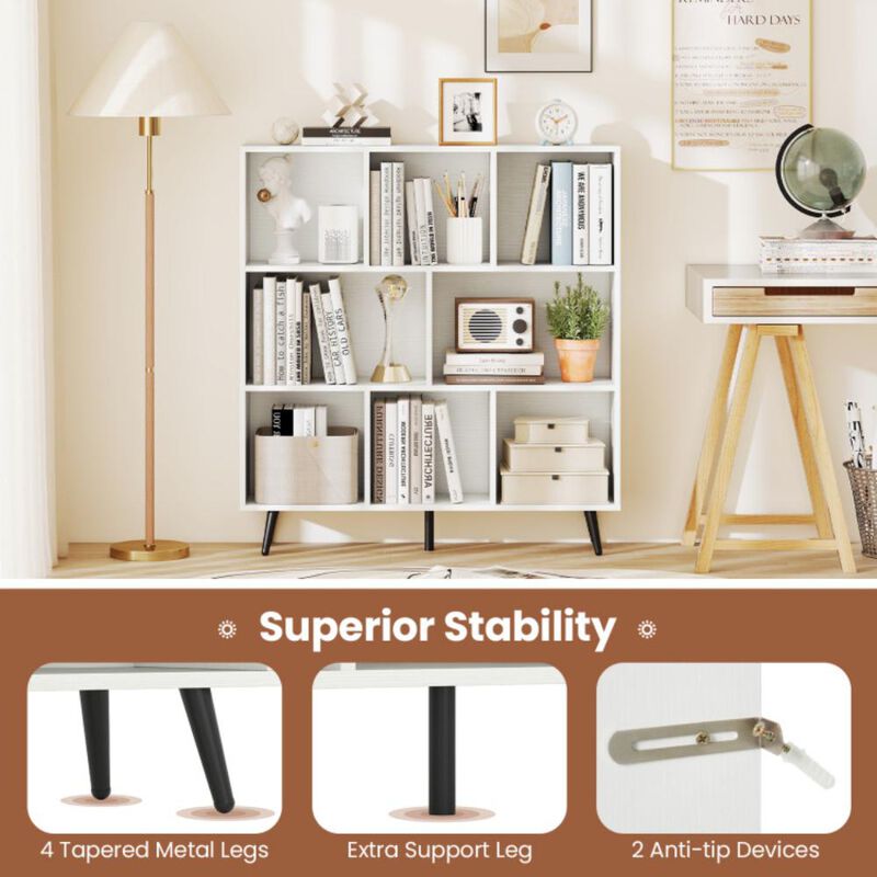 Hivvago Bookcase with 5 Tapered Metal Legs-10 Cubes