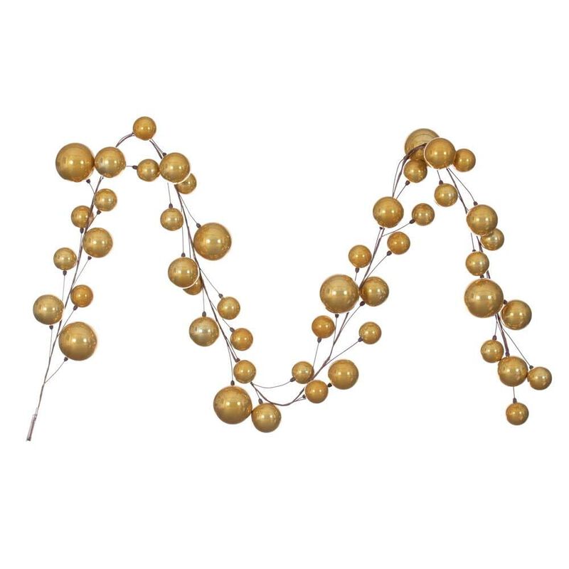 Vickerman 10' Gold Pearl Branch Ball Wire Garland. image number 0