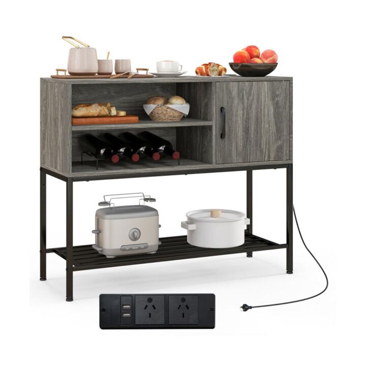 Hivvago Buffet Sideboard Coffee Bar Cabinet with Power Outlets and USB Ports