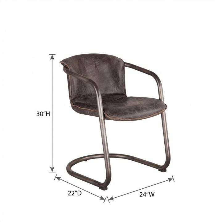 Starlight Canyon Home Leather Upholstered Dining Chair, Distressed Accent Chair for Dining Room,Black