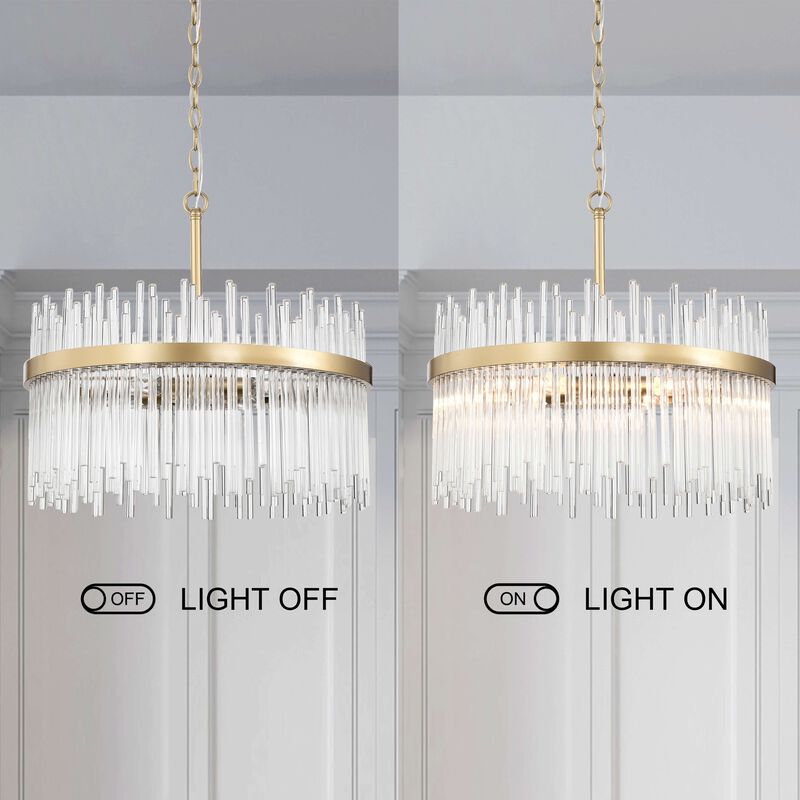 Elisa 5-light Shiny Bronze Chandelier with Clear Glass Bars image number 8