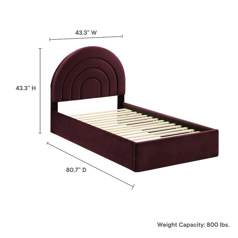 Solana Arched Performance Velvet Twin Platform Bed image number 2
