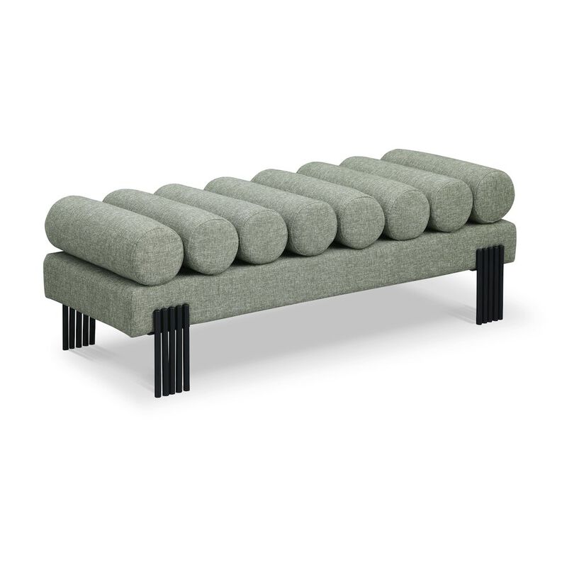 Meridian Furniture Akeela Green Linen Textured Fabric Bench