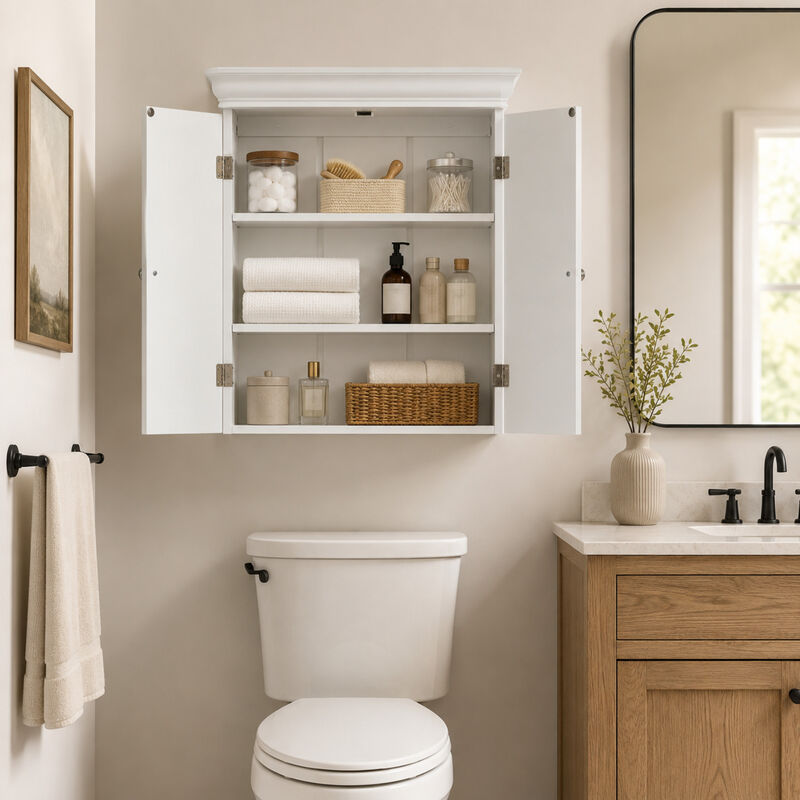 Stratford Removable Two-Door Wall Cabinet, White image number 6