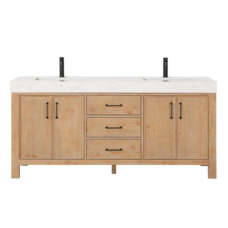 Vinnova Design Free-standing Double Bathroom Vanity with Composite top in Lightning White