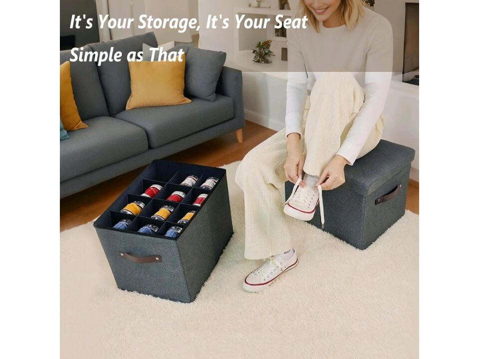 Shoe Storage Bench Adjustable Shelves Closet Ottoman Organizer