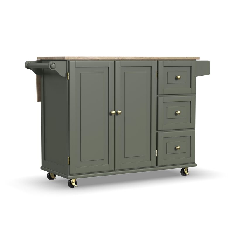 Dolly Madison Sage Drop Leaf Kitchen Cart