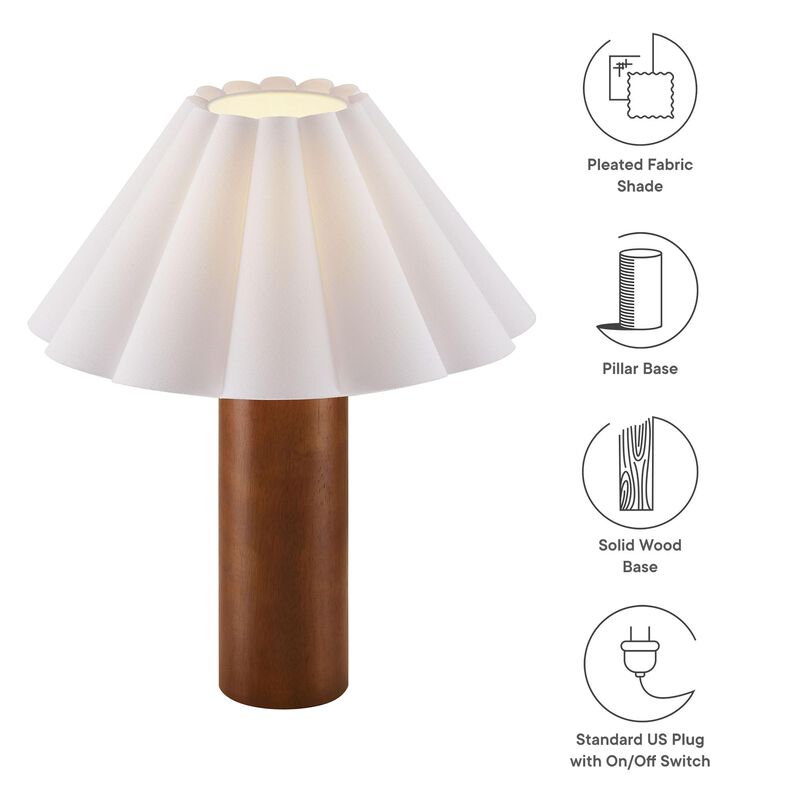 Modway Flora Table Lamp with Pleated Petal Lampshade in Walnut image number 1