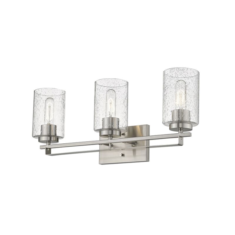 Hivvago Silver Metal and Textured Glass Three Light Wall Sconce