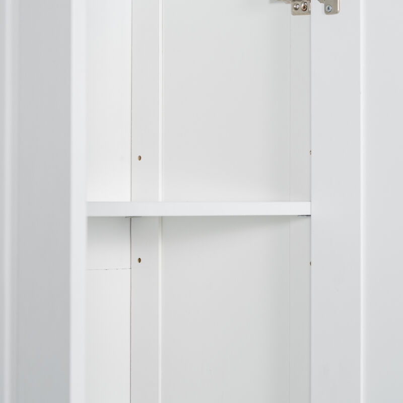 White Storage Cabinet with Two Doors for Bathroom