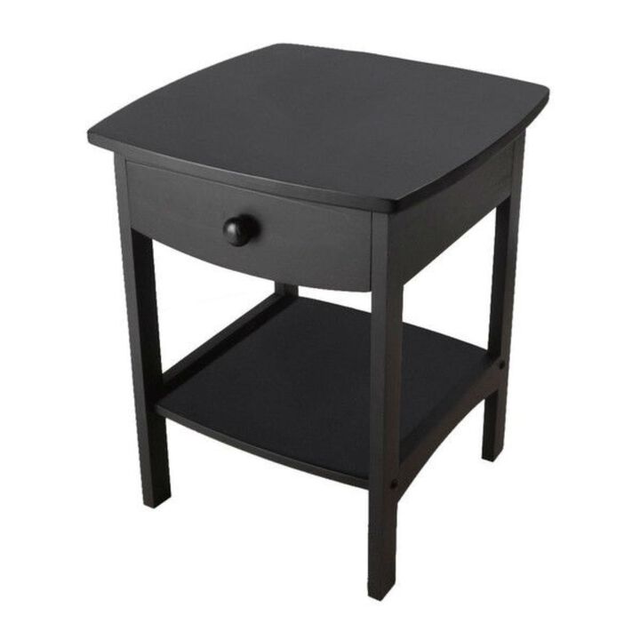 Hivvago Black 1-Drawer Bedroom Nightstand Contemporary End Table