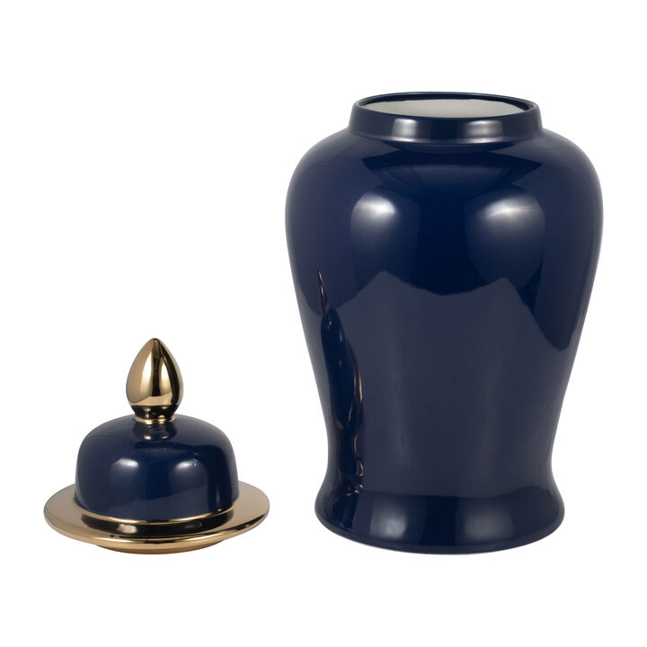Cer, 24" Temple Jar, Navy/gold