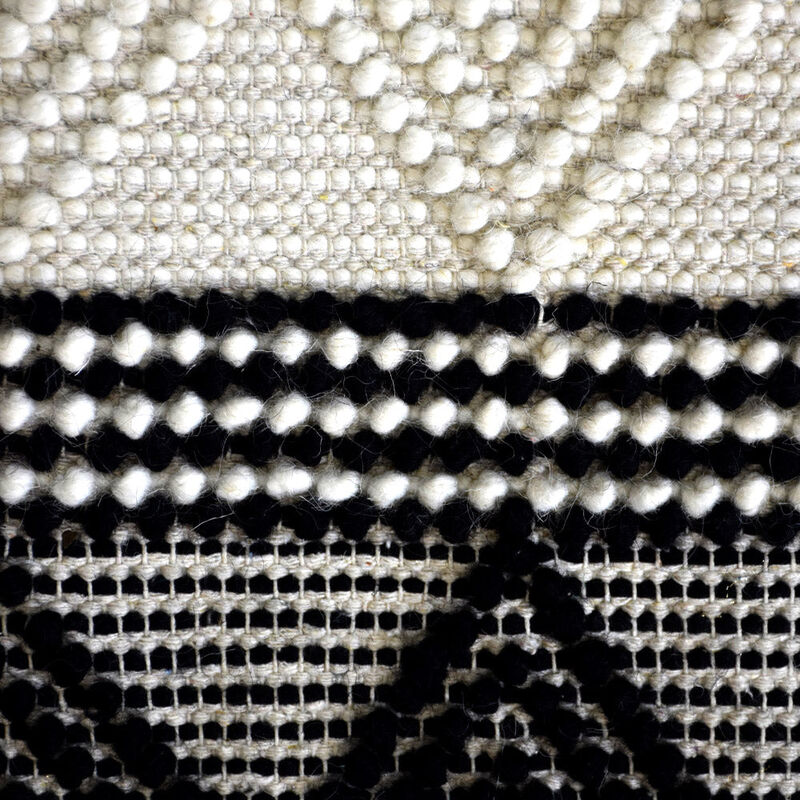 RUGSOTIC CARPETS HAND WOVEN FLAT WEAVE KILIM WOOL & COTTON ECO-FRIENDLY AREA RUGS - 5'x7'6'', Rectangle Shape, Black White Color, Contemporary Modern Design, Low Pile  Handmade Area Rugs (DWC002)