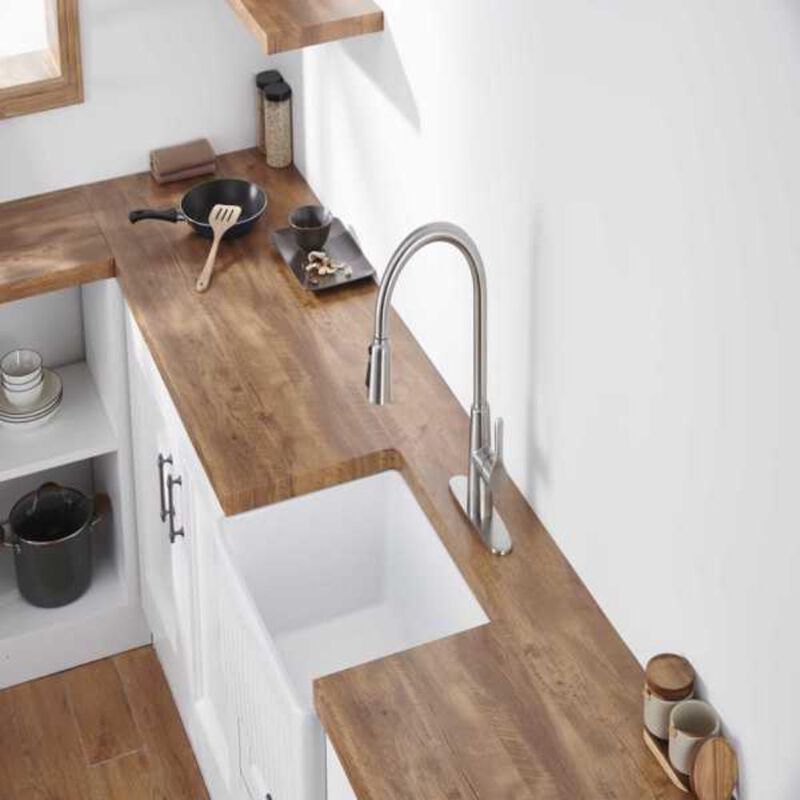 Brushed Nickel Kitchen Sink Faucet with Pull-Out Sprayer