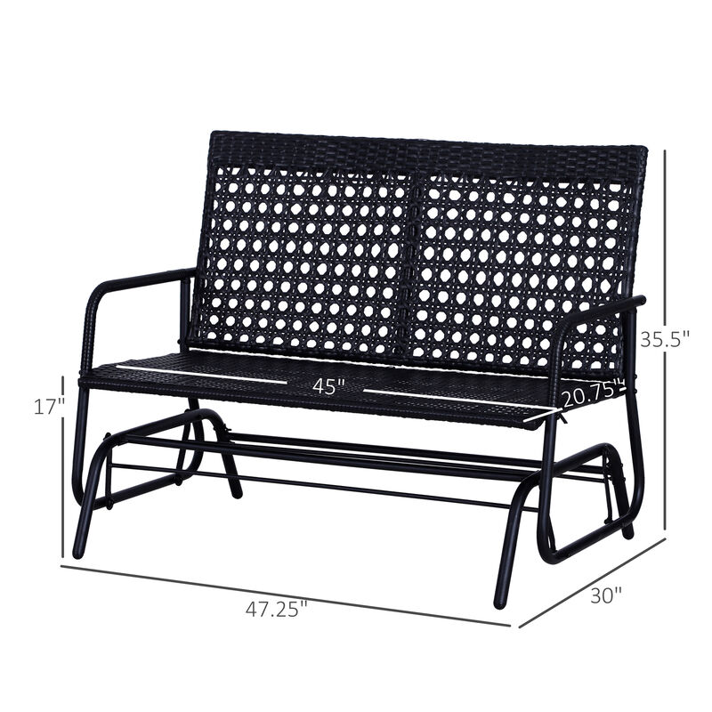 Hivvago 2-Person Outdoor Wicker Glider Bench for Patio or Garden image number 2
