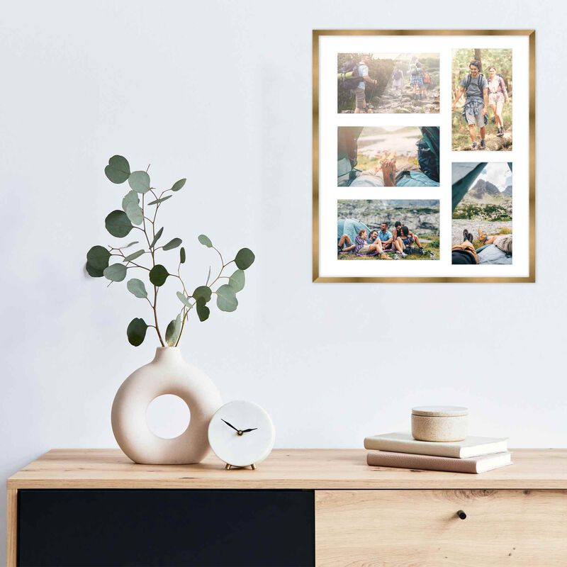 12x14 Wood Collage Frame with a White Mat for 4x6 Pictures