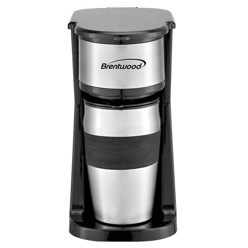 Brentwood Portable Single Serve Coffee Maker with 14oz Travel Mug in Black image number 1